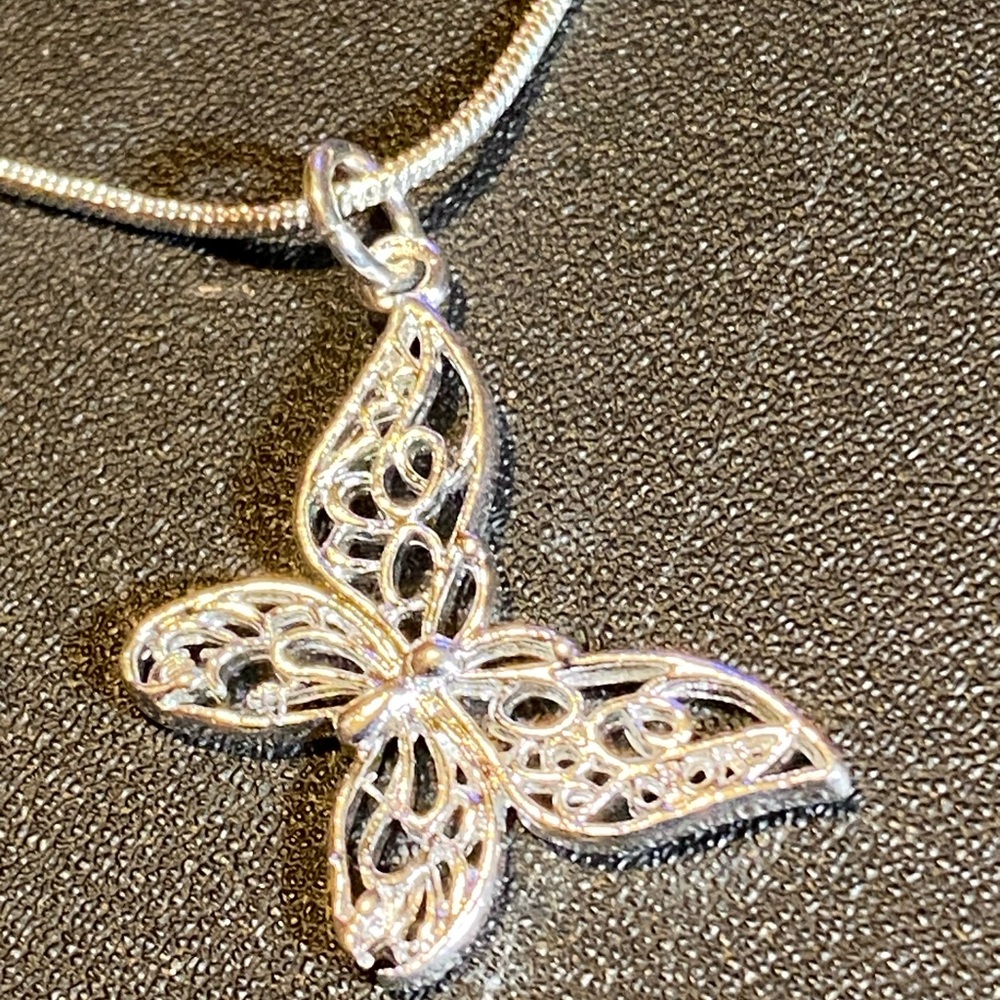 Silver Butterfly Necklace Pendant
